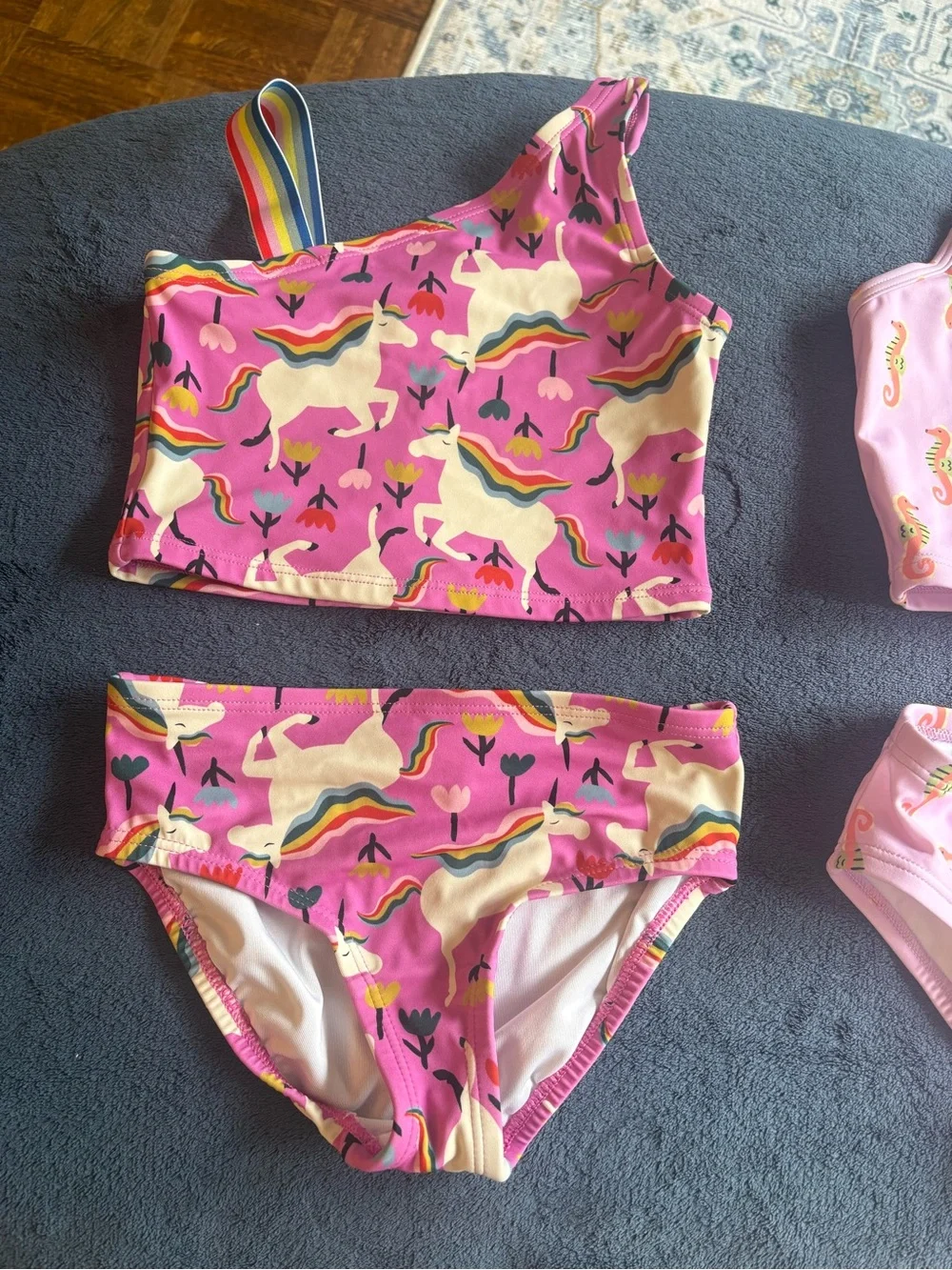 Hanna Andersson Girls Pink Unicorn & Seahorse Swim Bikini Sets